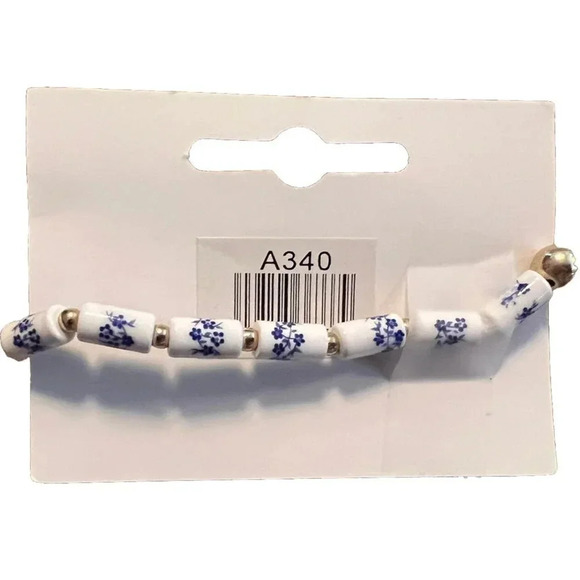 NEW Heinen Delfts Blauw Blue & White Ceramic Beads Bracelet Made in Holland - Picture 2 of 4